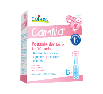 Camilia : médicament pour poussée dentaire unidose facile à donner à bébé