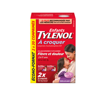 Image du produit Tylenol - Fièvre et mal de gorge, pour enfants, comprimés à croquer, 2 unités, raisin