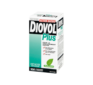 Image 1 du produit Diovol - Diovol Plus antiacide et antiflatulent comprimés à croquer, 100 unités, menthe