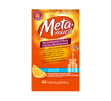 Image du produit Metamucil - Fibres MultiSanté 3 en 1 sachet de supplément de fibres en poudre, 44 unités, saveur d'orange