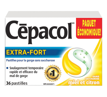 Image du produit Cépacol - Pastilles extra-fort contre le mal de gorge, miel et citron, 36 unités