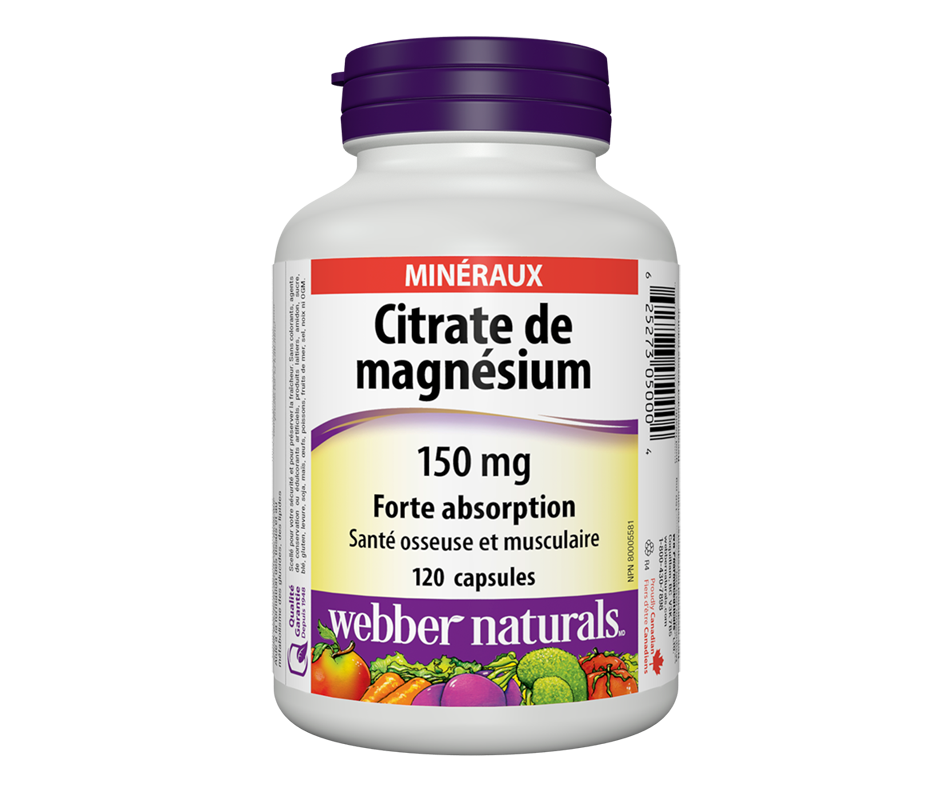 Citrate de magnésium forte absorption 150 mg, 120 unités ber