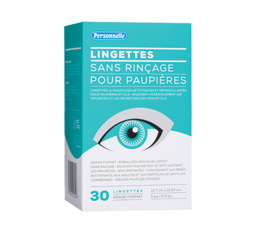 Image du produit Personnelle - Lingettes sans rinçage pour paupières, 30 unités