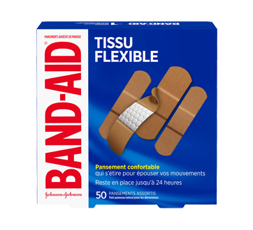 Image du produit Band-Aid - Pansements en tissu flexible paquet familial, 50 unités