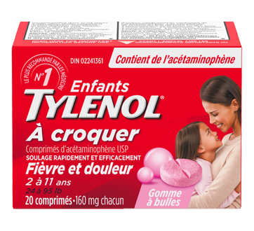 Image du produit Tylenol - Tylenol pour enfants comprimés 160 mg à croquer, 20 unités, gomme à bulles