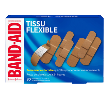 Image du produit Band-Aid - Pansements en tissu flexible paquet économique, 80 unités