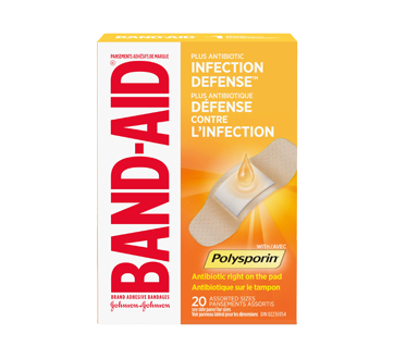 Image 1 du produit Band-Aid - Pansements adhésifs plus antibiotique, 20 unités