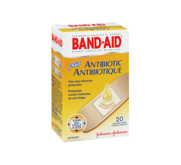 Image 2 du produit Band-Aid - Pansements adhésifs plus antibiotique, 20 unités