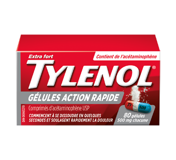 Image du produit Tylenol - Tylenol extra fort gélules action rapide, 500 mg, 80 unités