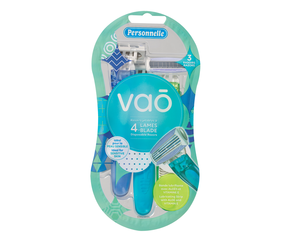 Vao rasoirs jetables à 4 lames, 3 unités Personnelle Rasoir manuel