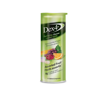 Image du produit Dex4 - Comprimés de glucose en tube, 10 unités, fruits assortis