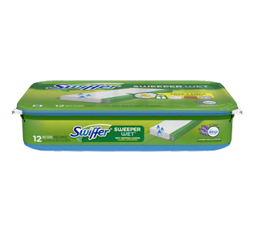 Swiffer Sweeper multi-surfaces recharges de coussins nettoyants humidifiés pour balai, 12 unités, lavande vanillée et réconfort