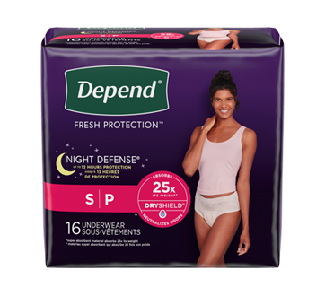 Fresh Protection sous-vêtements d'incontinence de nuit pour femmes, rosée - petits, 16 unités