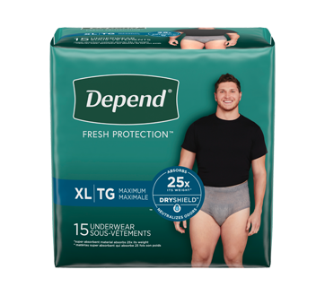Fit-Flex sous-vêtement d'incontinence pour hommes, 15 unités, très grand, gris