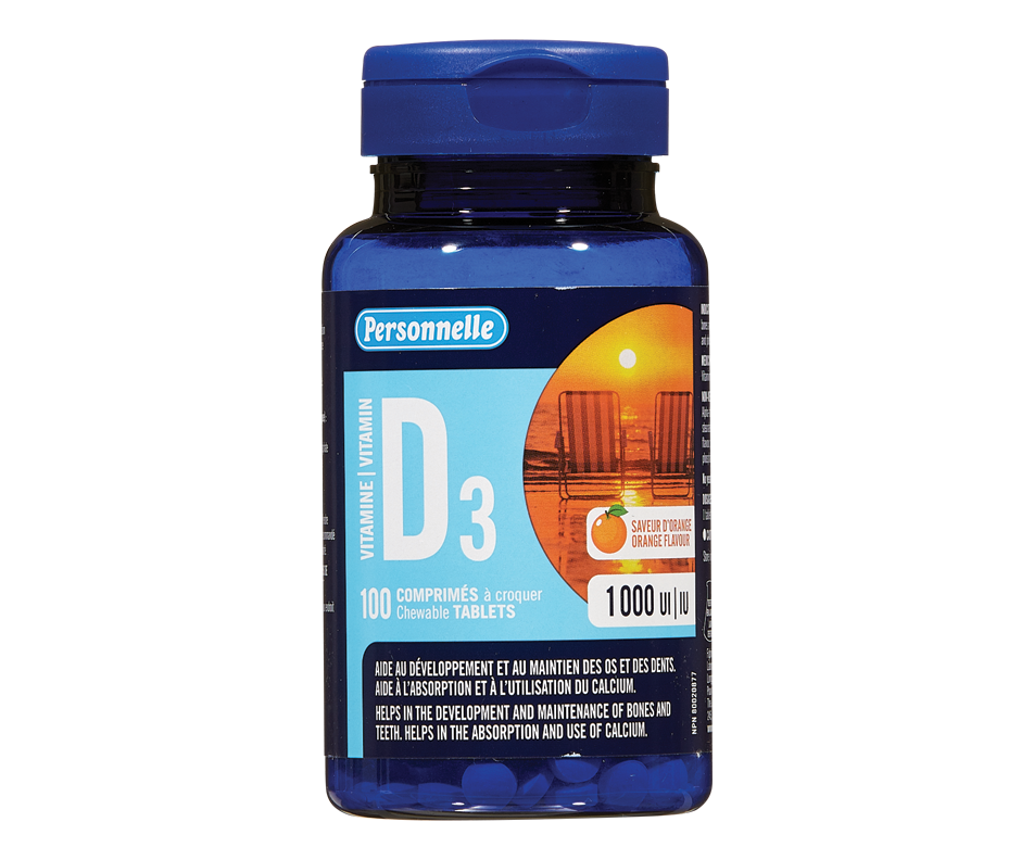 Vitamine D3 100 iu, orange, 180 unités Personnelle Vitamine d
