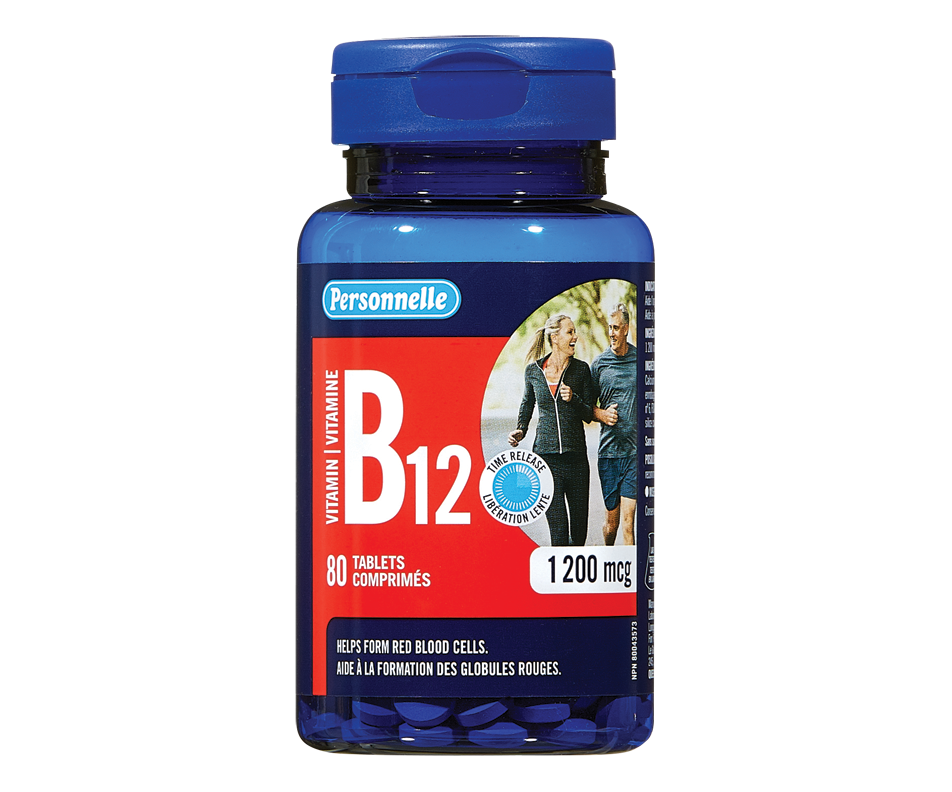 Vitamine B12 1200 mcg, 80 unités Personnelle Vitamine b Jean Coutu