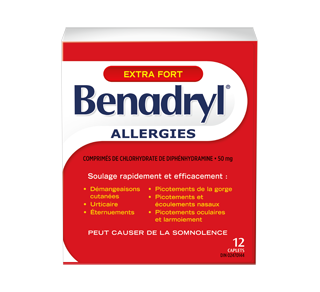 Benadryl extra-puissant allergies, 12  unités