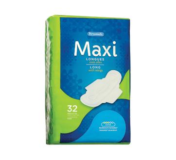 Maxi serviettes longues avec ailes sans parfum, 32 unités, super