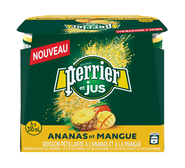 Perrier et jus, 6 x 330 ml, mangue et ananas