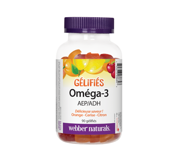 Image du produit Webber Naturals - Oméga-3 gélifiés 50 mg AEP/ADH, orange cerise citron, 90 unités