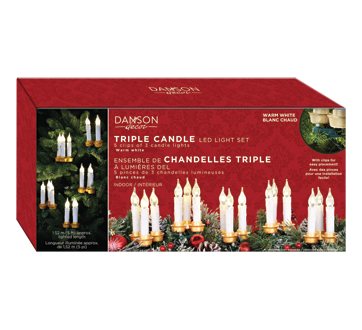 Ensemble de chandelles triple à lumières intérieur, 1 unité, blanc chaud