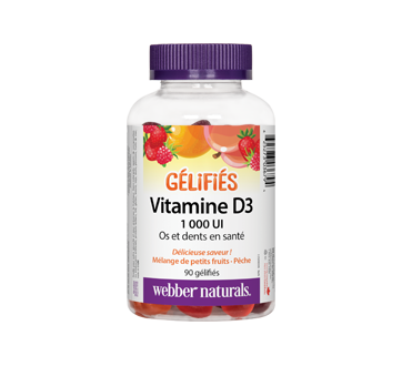 Image du produit Webber Naturals - Vitamine D3 gélifiés, mélange de petits fruits pêche, 90 unités