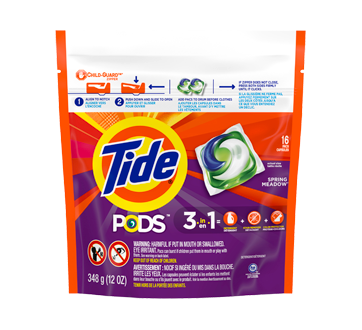 Pods HE Turbo capsules de détergent à lessive liquide, 16 unités, Spring Meadow