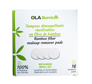 Recharge de tampons démaquillants réutilisables en fibre de bamboo, 16 unités