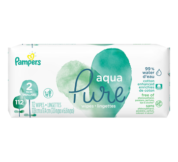 Image du produit Pampers - Aqua Pure lingettes pour bébés, 112 unités