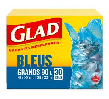 Image du produit Glad - Grands sacs à ordures, 30 unités, bleu