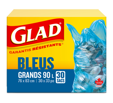 Grands sacs à ordures, 30 unités, bleu – Glad : Sac à ordure