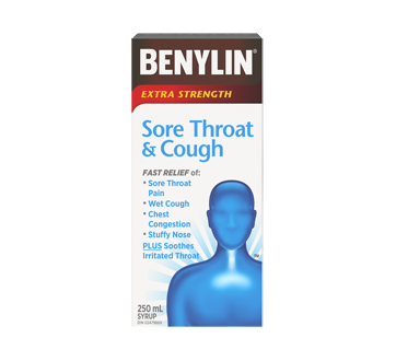 Image du produit Benylin - Sirop extra-puissant mal de gorge et toux, 250 ml, extra-puissant