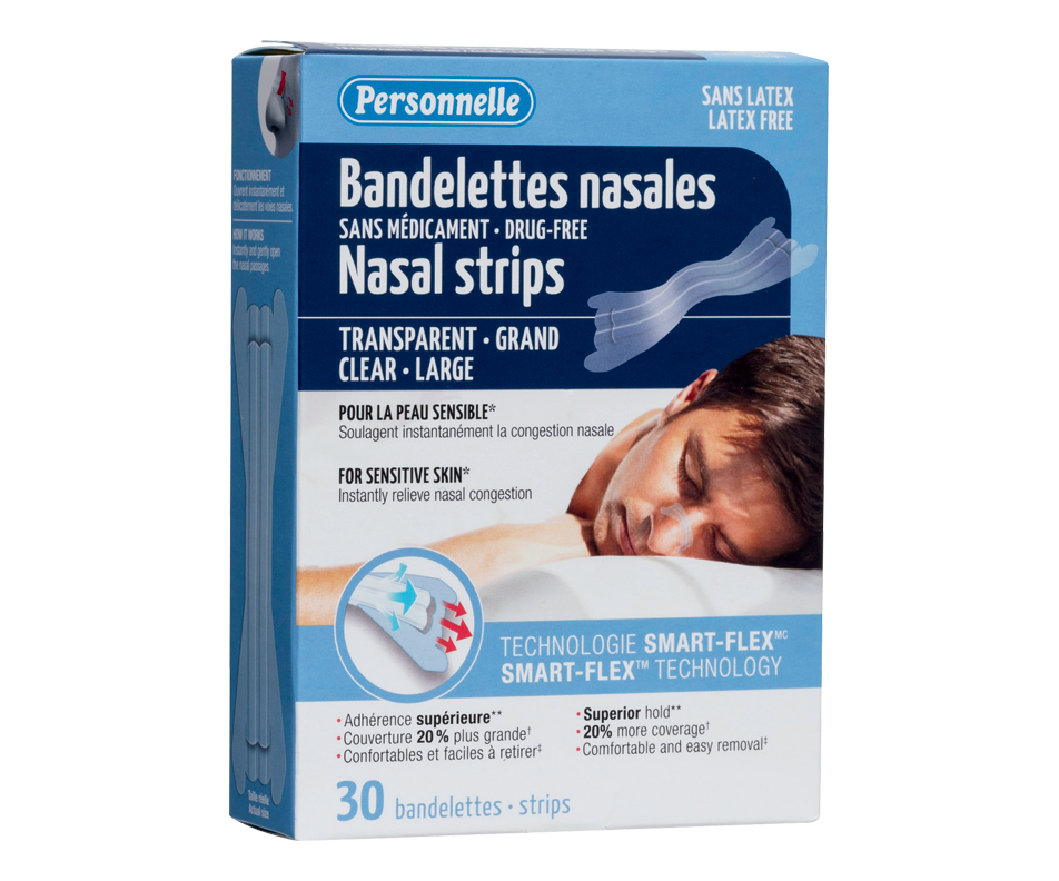 Bandelettes nasales, transparent, 30 unités Personnelle Bandelettes