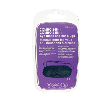 Combo 2 en 1 masque pour les yeux et bouchons d'oreilles, 2 unités