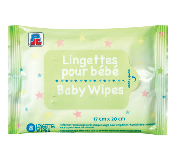 Image du produit PJC - Lingettes pour bébé, 8 unités