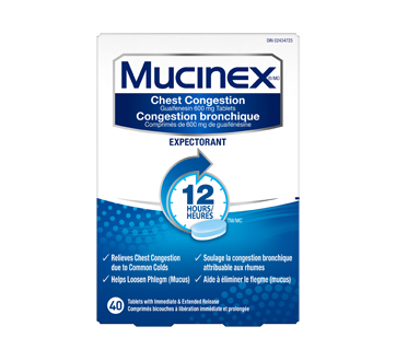 Image 1 du produit Mucinex - Congestion bronchique comprimés de guaifénésine, 40 unités