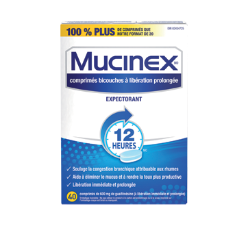 Image 2 du produit Mucinex - Congestion bronchique comprimés de guaifénésine, 40 unités