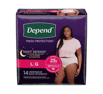 Fresh Protection sous-vêtements d'incontinence de nuit pour femmes, rosée - grands, 14 unités