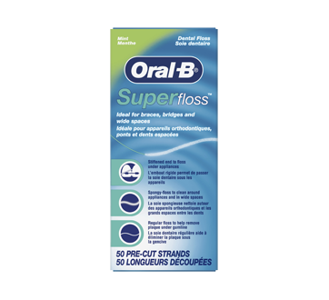 Fils précoupés, 50 unités, Superfloss, menthe