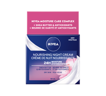 Image 1 du produit Nivea - Essentials 24h Moisture Boost + Nourish crème de nuit, 50 ml, peau sèche et sensible