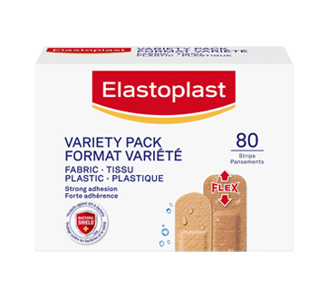 Image 1 du produit Elastoplast - Pansements adhésifs assortis tissu et plastique, 80 unités