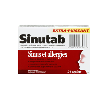 Image 3 du produit Sinutab - Extra-puissant, sinus et allergies, 24 unités