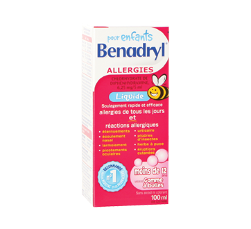 Image du produit Benadryl - Benadryl Liquide pour enfants, 100 ml, gomme à bulles