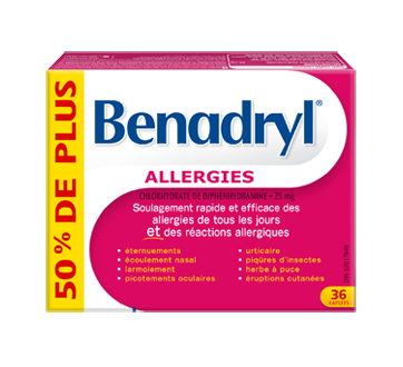 Image du produit Benadryl - Comprimés soulagement des allergies, 36 unités