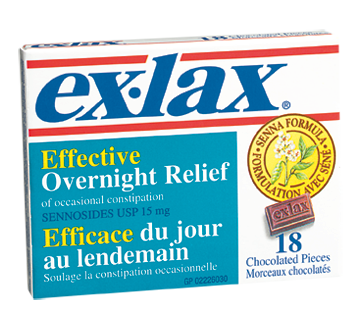 Image du produit Ex-Lax - Doux laxatif de nuit, 18 unités, morceaux de chocolat