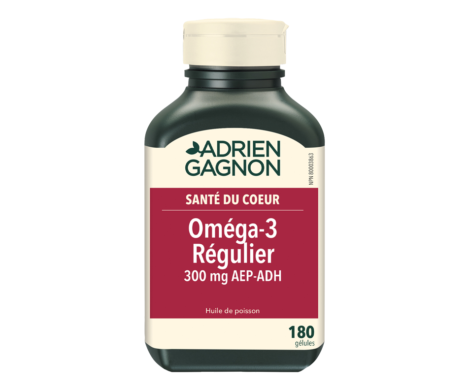 Oméga3 formule régulière, 180 unités Adrien Gagnon Conçu au Québec