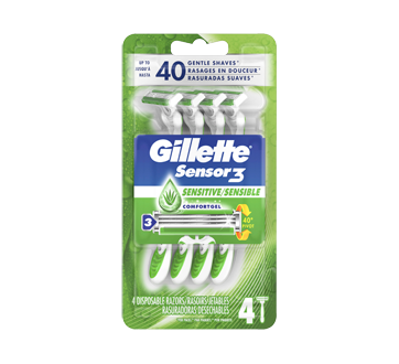 Image du produit Gillette - Sensor3 Sensible rasoirs jetables pour hommes, 4 unités