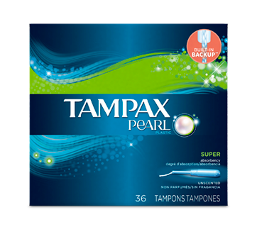 Pearl tampons avec applicateurs en plastique degré d'absorption super non parfumés, 36 unités