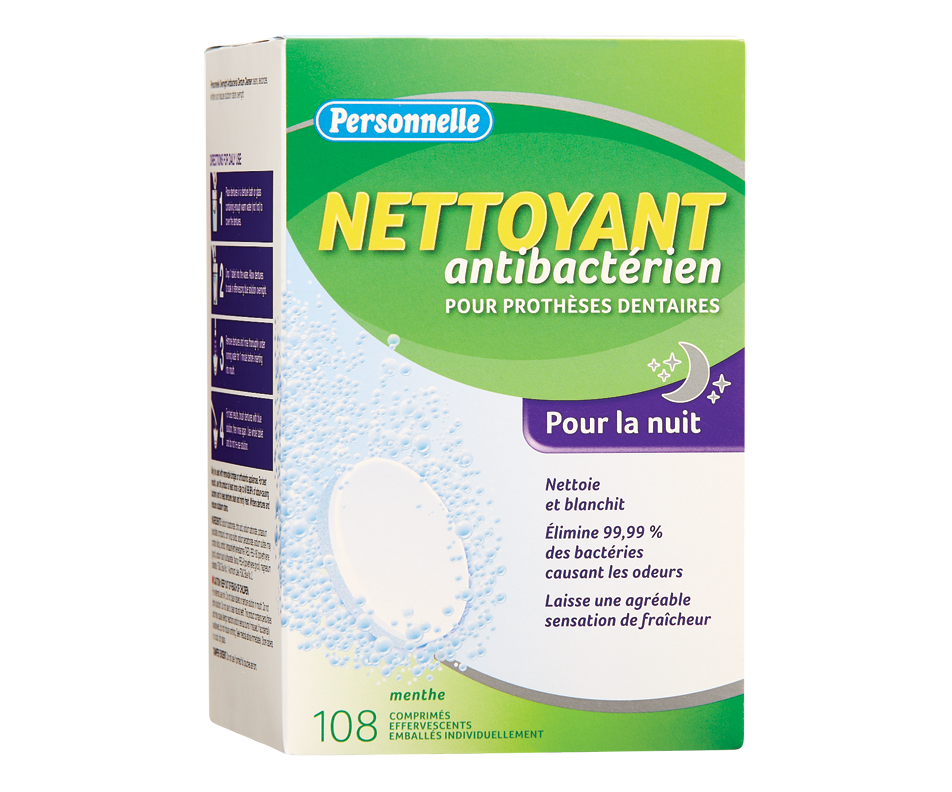 Nettoyant antibactérien pour prothèses dentaires pour la nuit, menthe ...