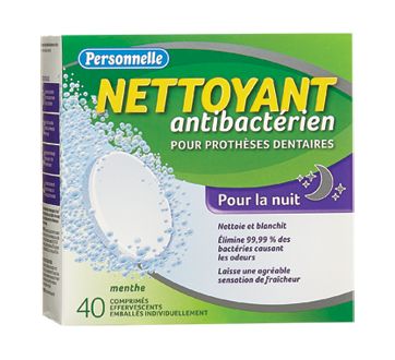 Image du produit Personnelle - Nettoyant antibactérien pour prothèses dentaires pour la nuit, 40 unités, menthe